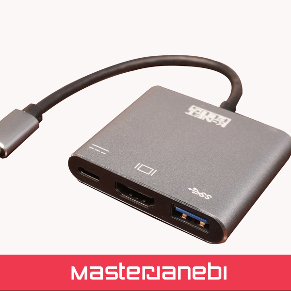 تبدیل Type C به HDMI و USB 3.0 کی نت پلاس KP-S1