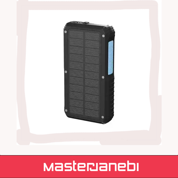 پاوربانک خورشیدی 20000 با کابل متصل پاورولوژی Powerology PP076 PPBCHA76