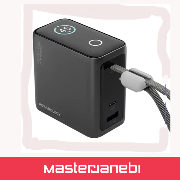 پاوربانک 45 وات 15000 با کابل تایپ سی پاورولوژی Powerology Mini Power Bank PPBCHA60BK