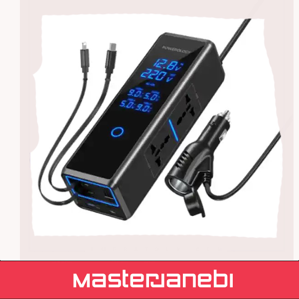 اینورتر 300 وات با کابل جمعشونده پاورولوژی Powerology Car Power Inverter PWCPI300WBK