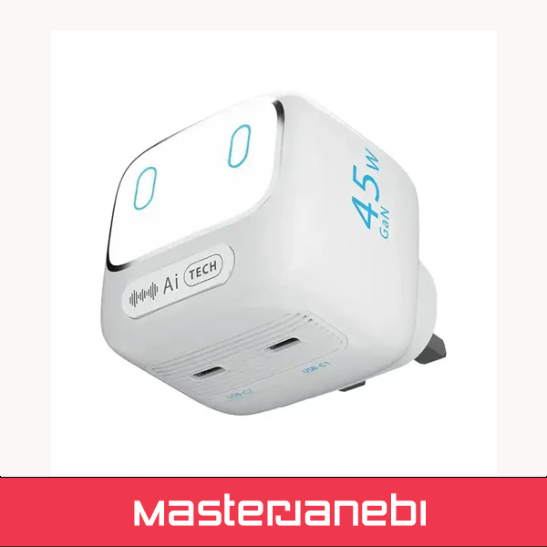 شارژر دیواری پاورولوژی مدل Powerology Lumix Gan Ai PWCUQC052WH