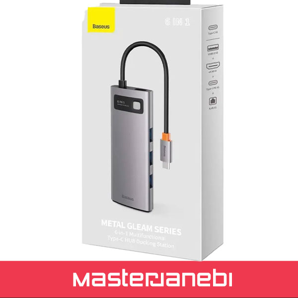 Baseus Metal Gleam 6 in 1 Multifunctional Type-C HUB CAHUB-CW0G