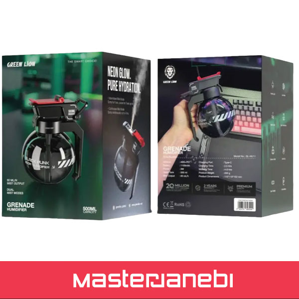 خوشبو کننده و رطوبت ساز طرح نارنجک گرین لاین Green Lion Grenade Humidifier 500mL GL-HU11 Green Lion Grenade Humidifier 500mL GL-HU11