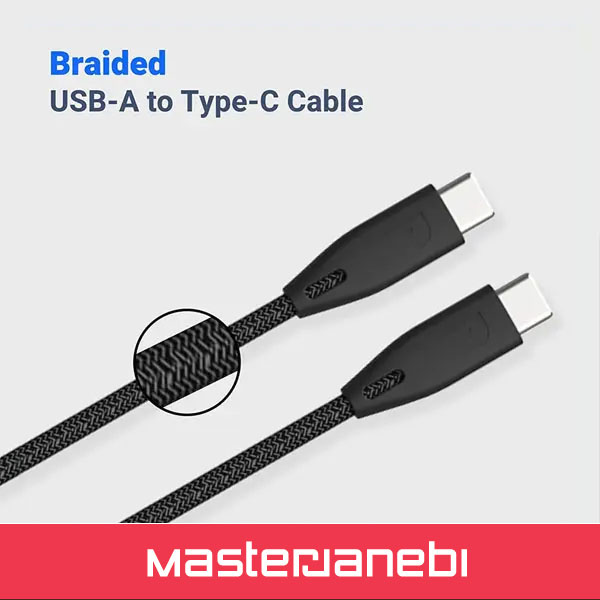 Powerology Braided USB-C To USB-C Data Cable PBCC2BK