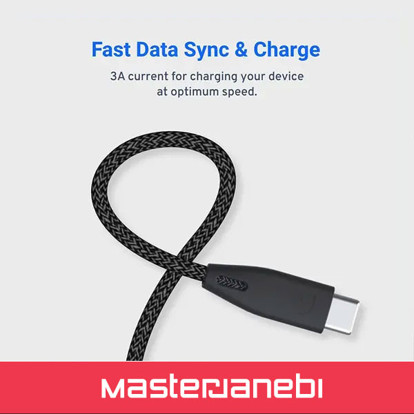 Powerology Braided USB-C To USB-C Data Cable PBCC2BK