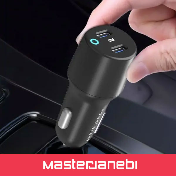 شارژر فندکی دو پورت 55 وات پاورولوژی Powerology Ultra-Quick Car Charger PCCSR006 Powerology Ultra-Quick Car Charger PCCSR006
