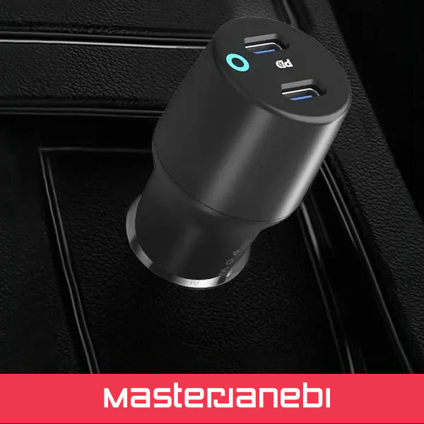 شارژر فندکی دو پورت 55 وات پاورولوژی Powerology Ultra-Quick Car Charger PCCSR006 Powerology Ultra-Quick Car Charger PCCSR006