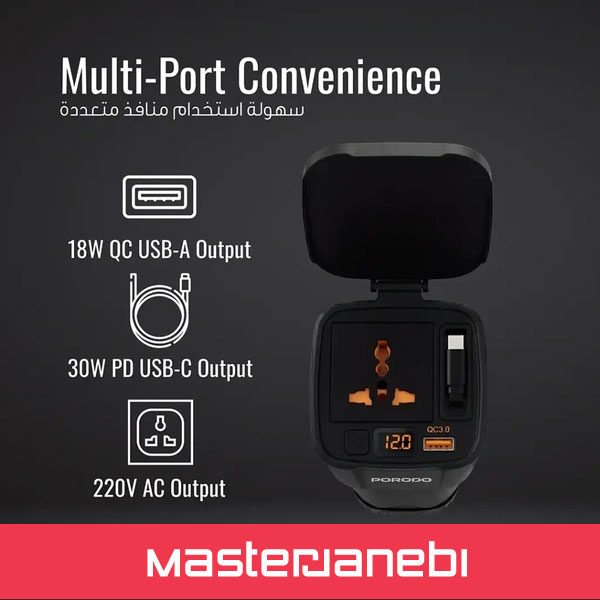 Porodo 200W Car Inverter PDCI103BK