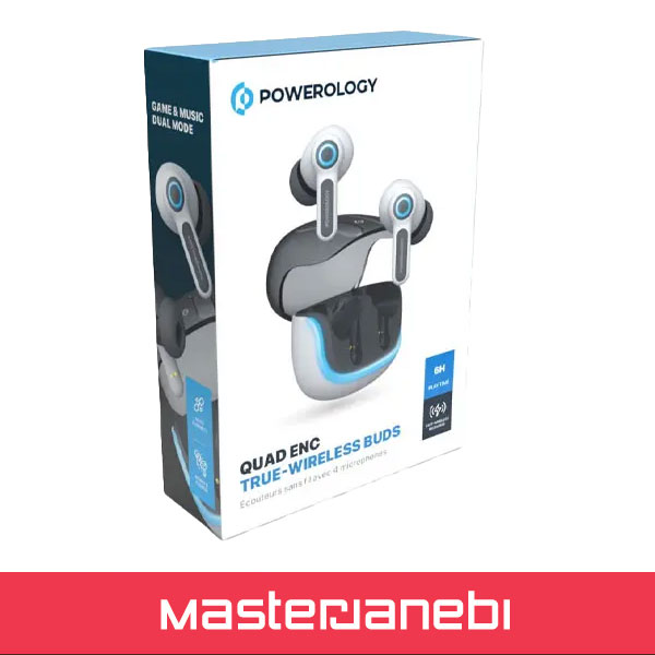 هندزفری بلوتوث پاورولوژی Powerology Quad Mic ENC TWS Earphone PWLAU005 هندزفری بلوتوث پاورولوژی Powerology Quad Mic ENC TWS Earphone PWLAU005