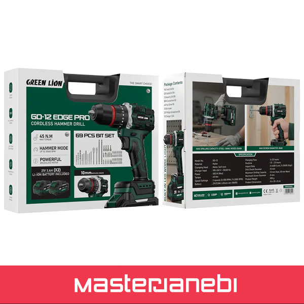 Green Lion GD-12 Edge Pro Cordless Hammer Drill GNGD12CODRGN
