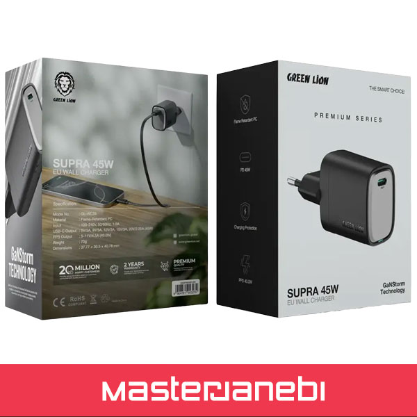 Green Lion Supra 45W EU Wall Charger GNSP45WEUBK