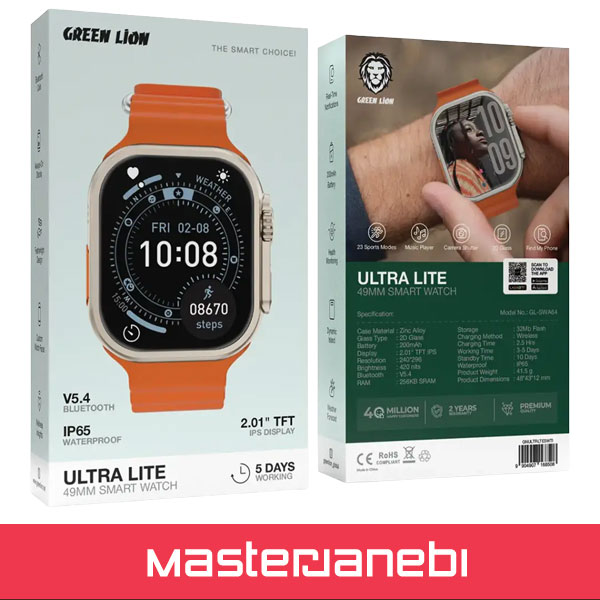 ساعت هوشمند گرین لاین GREEN LION ULTRA LITE SMART WATCH GNULTRLTESW GREEN LION ULTRA LITE SMART WATCH GNULTRLTESW