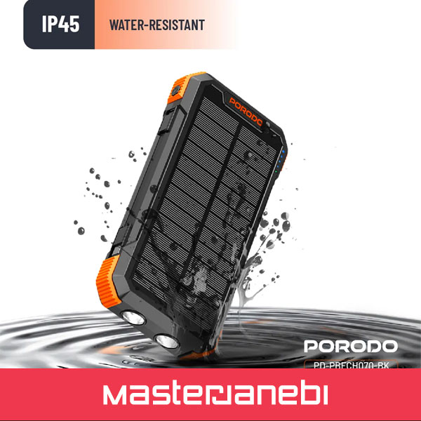 Porodo Power Bank 4-Panel Solar PDPBFCH070BK