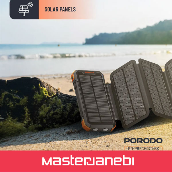 Porodo Power Bank 4-Panel Solar PDPBFCH070BK
