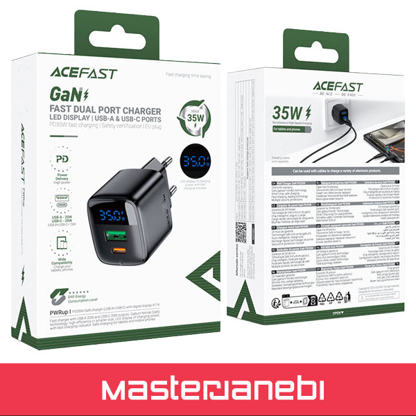 شارژر دیواری ایس فست ACEFAST A116 PD35W GaN Fast Charger توان 35 وات ACEFAST A116