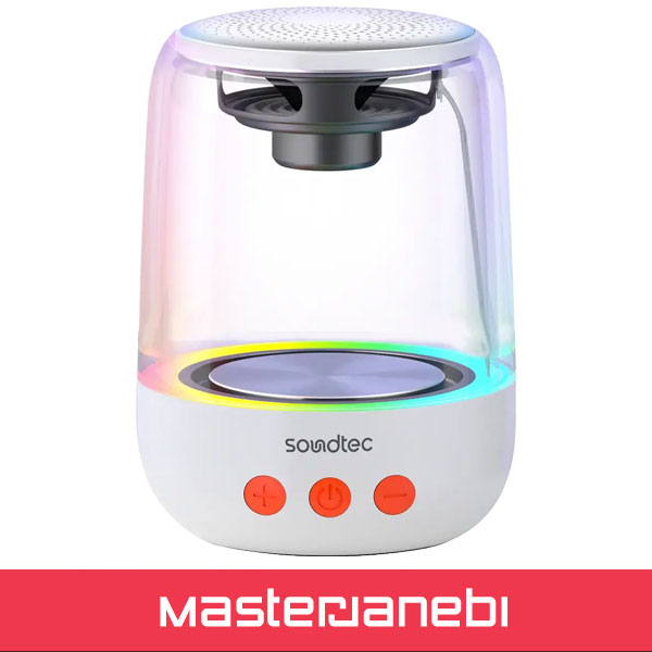 اسپیکر‬ بلوتوث کریستال پرودو PDSTC7WH Porodo Soundtec Crystal-Glow Mini Bluetooth Speaker with TWS Pairing & Hands-Free Calls